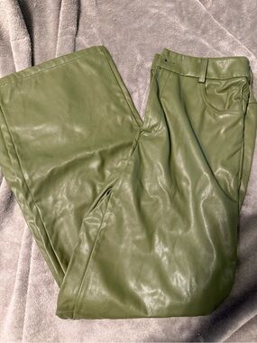 Women’s Olive Green Leather Pants